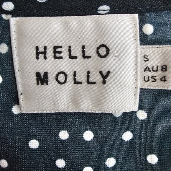 Hello Molly Stuck In Your Ways Midi Dress Green White Polka Dot Cutout Tie Front - Picture 7 of 10